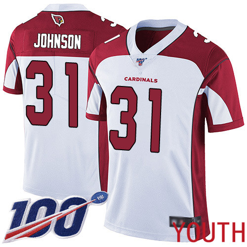 Arizona Cardinals Limited White Youth David Johnson Road Jersey NFL Football #31 100th Season Vapor Untouchable->youth nfl jersey->Youth Jersey